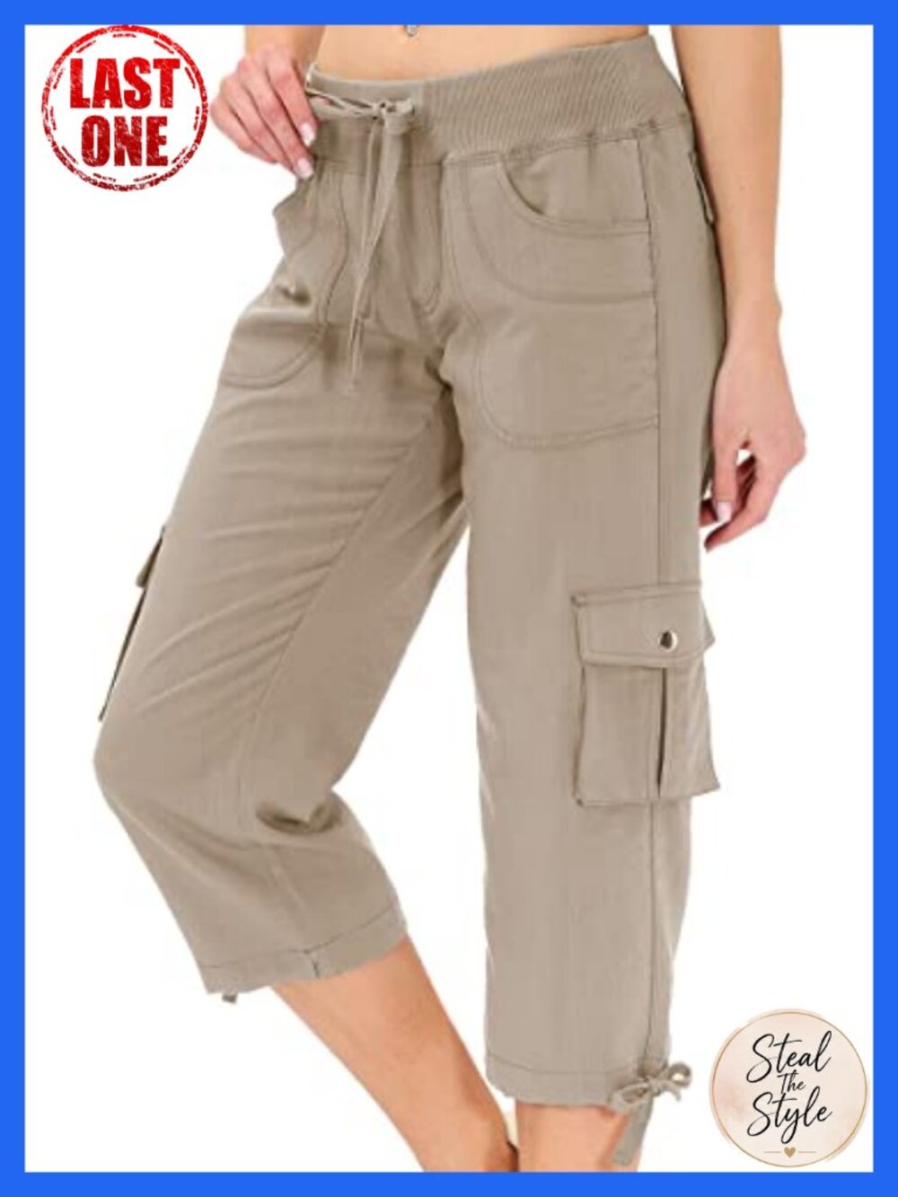 Women's Loose Fit Cargo Capris with Pockets Lightweight Hiking Pants